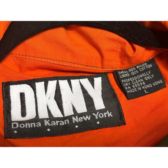 Donna Karan New York DKNY Military Field Trench Coat Womens Size L Olive Green - Picture 4 of 7